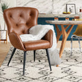 Faux Leather High Back Accent Chair with Metal Legs Z8019