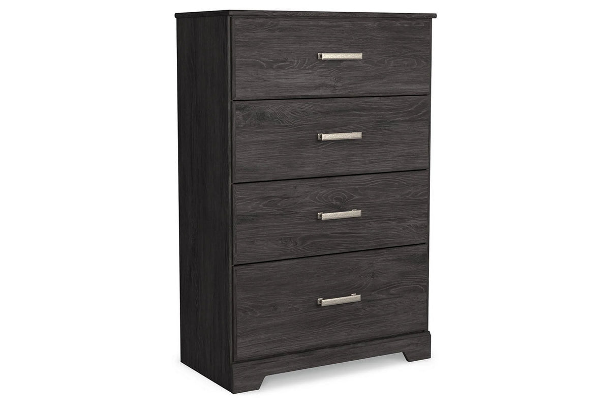 Black Four Drawer Engineered Wood Chest Z977