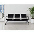 Black 3-Seat PU Leather Reception Chairs with Arms X65266