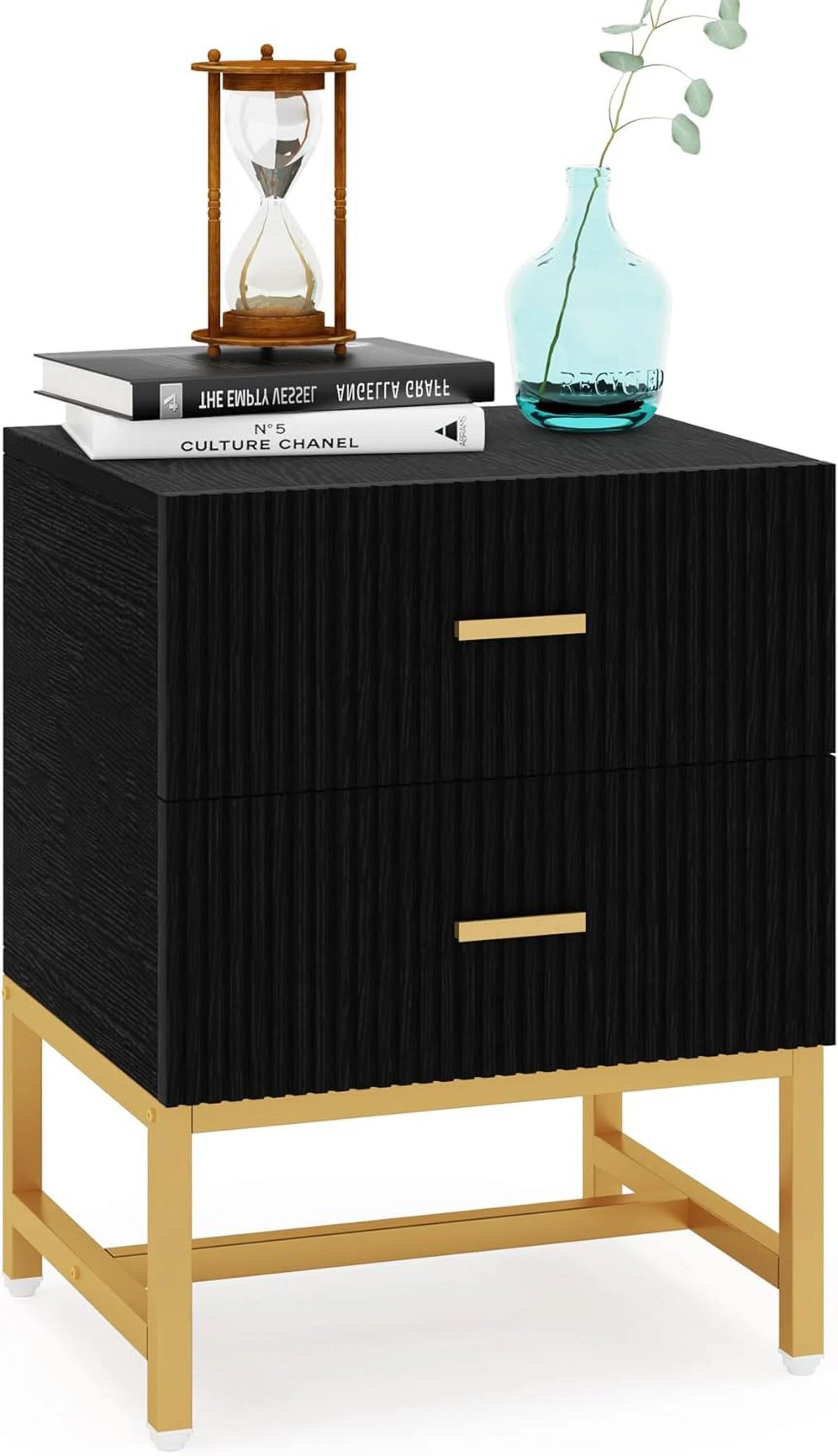 2-Drawer Wood Metal Nightstand T118
