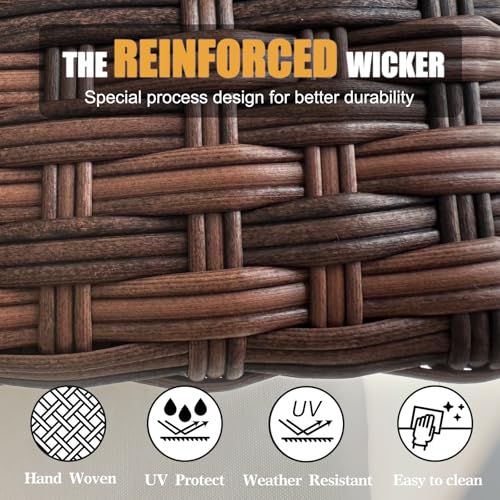 4 Piece Wicker Patio Furniture Set with Fire Pit Table D949