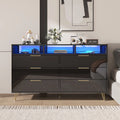 White 6 Drawer Wood Dresser with LED Lights L99439