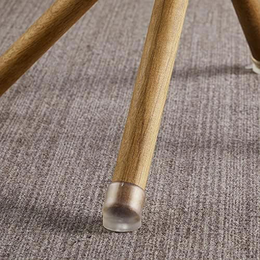 OffWhite PU Leather Swivel Office Chair with Oak Wood Legs O902297