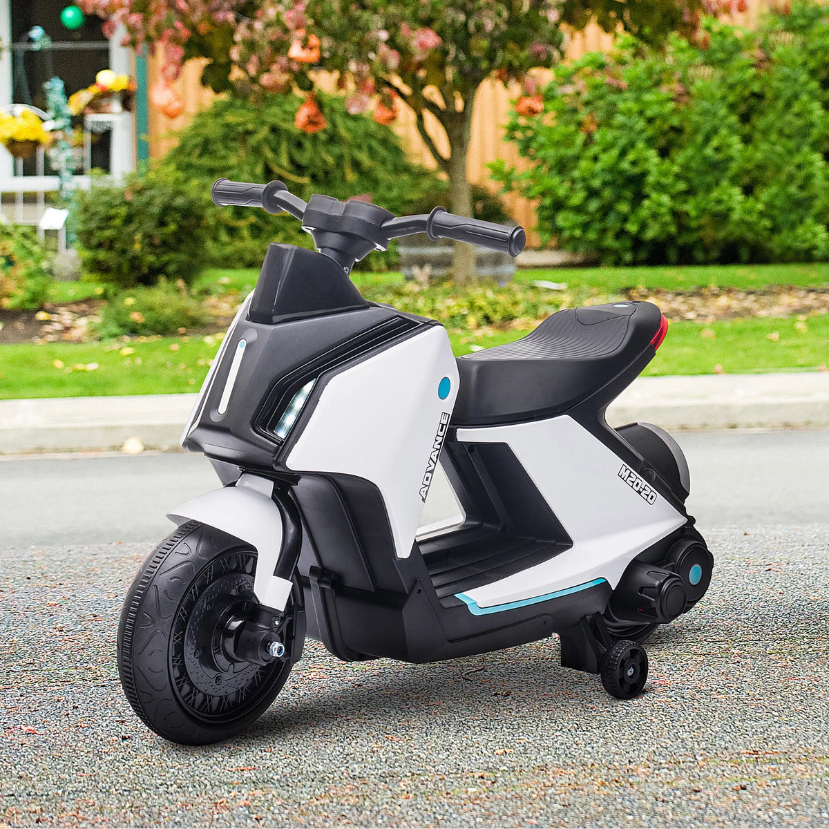 6V Kids Electric Motorcycle Ride-On Rechargeable Bike with Headlights, White F48455