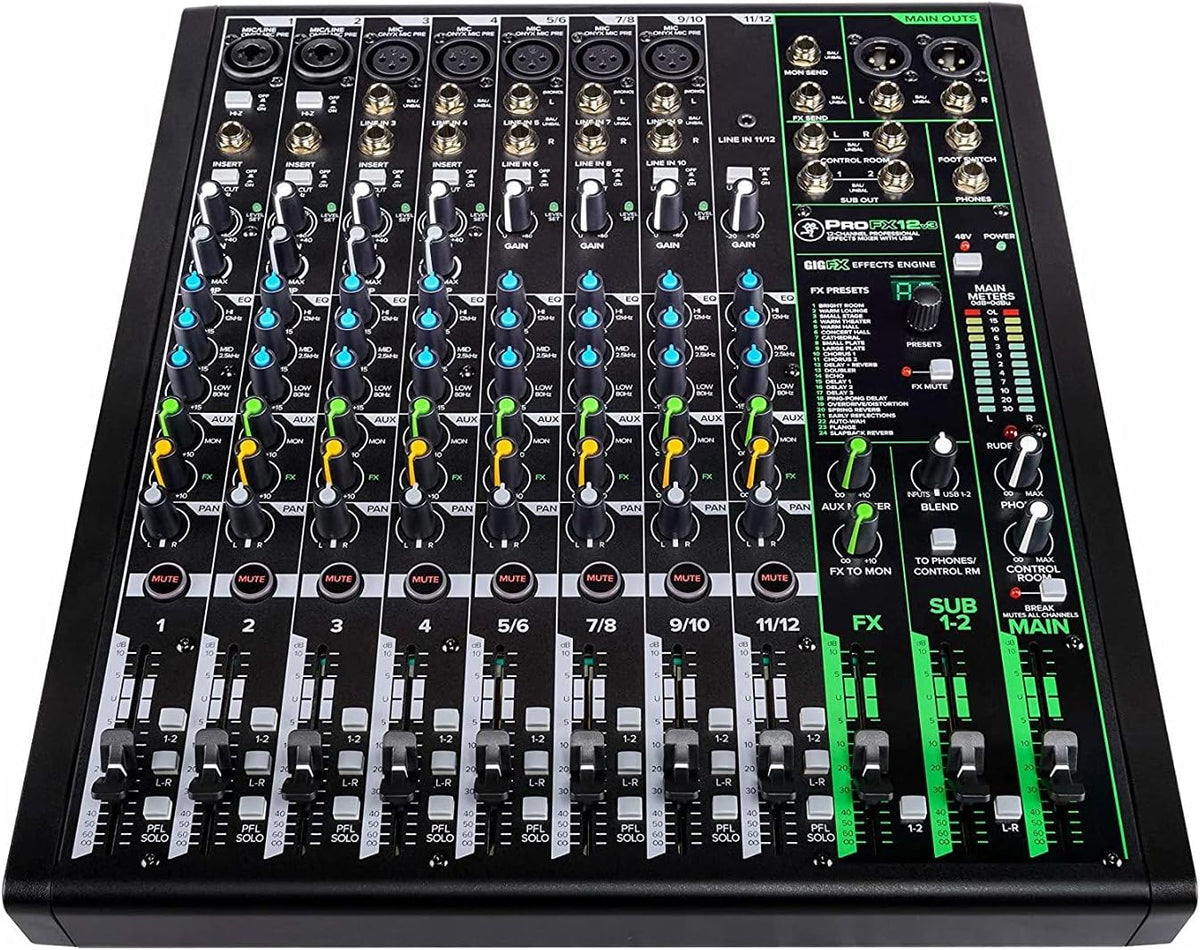 12-Channel Mixer with Headphone Amp, 4 XLR Cables, and 2 Breakout Cables G8943