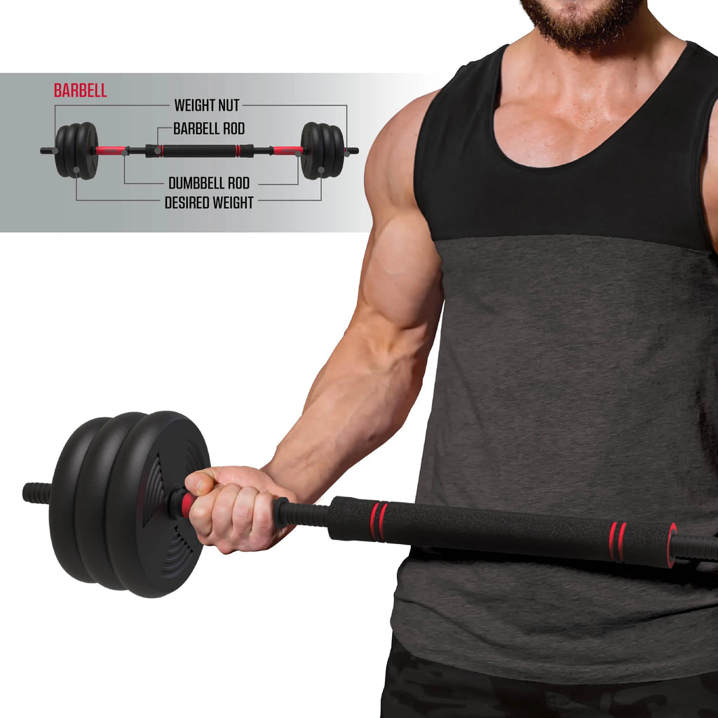 60 lbs Adjustable Dumbbell, Barbell, and Kettlebell Weight Set D1916