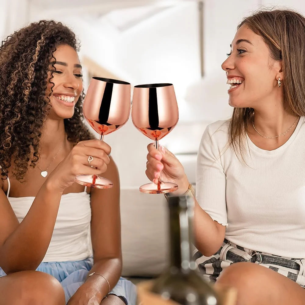 2 Stainless Steel Wine Glasses, 500ml, Rose Gold K17039