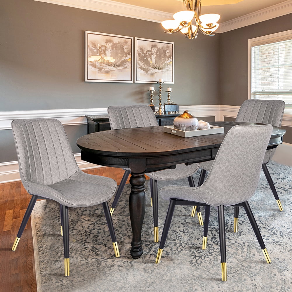 Gray Upholstered Leather Dining Chairs Set of 4 X410