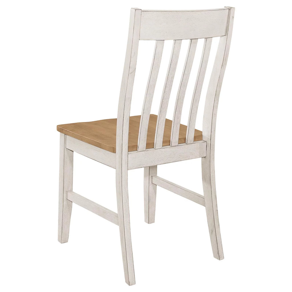 Set of 2 Natural and Rustic Off White Side Chair Q693
