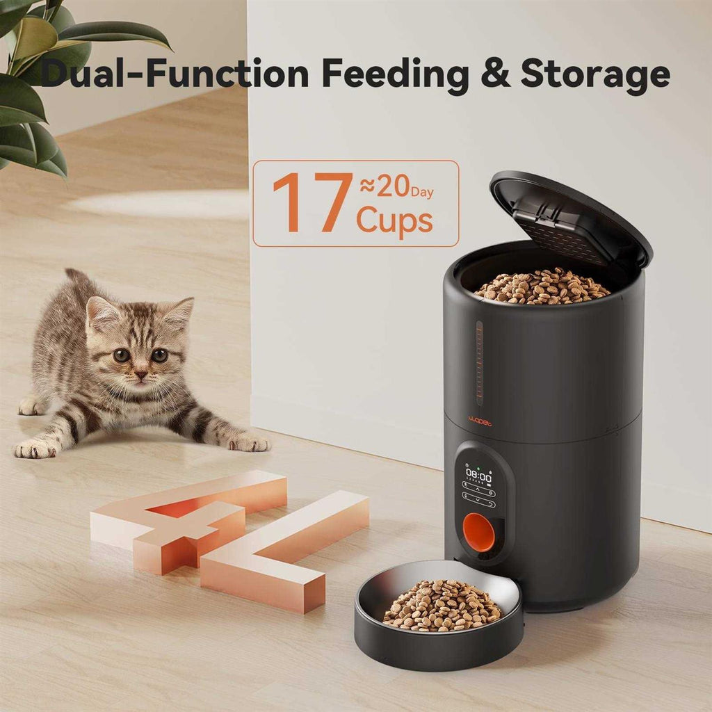 Automatic Dog and Cat Food Dispenser with Stainless Steel Bowl W3581