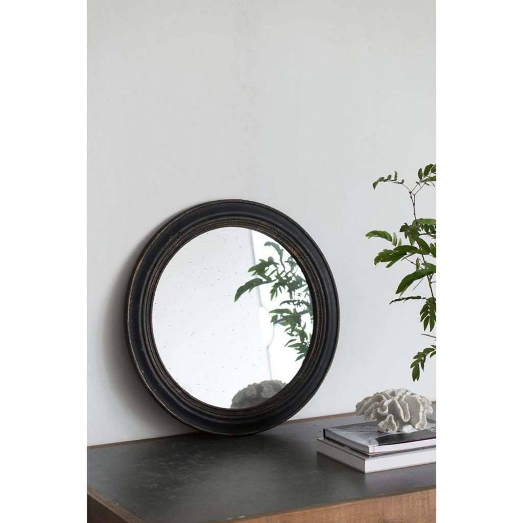 Black Vintage Style Framed Round Wall Mirror C134657