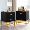 2-Drawer Wood Metal Nightstand T118