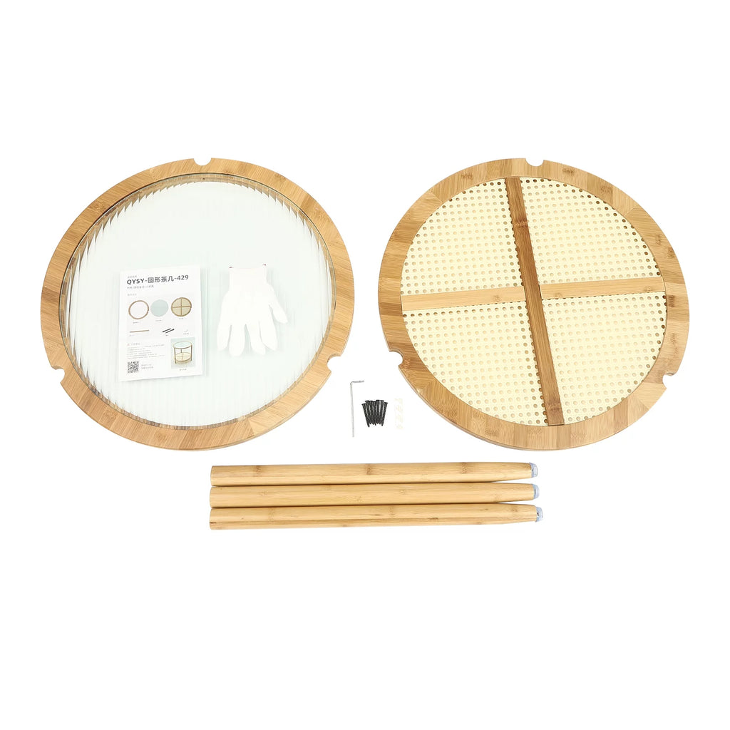 Round Wood Coffee Table with Storage Shelves N429282