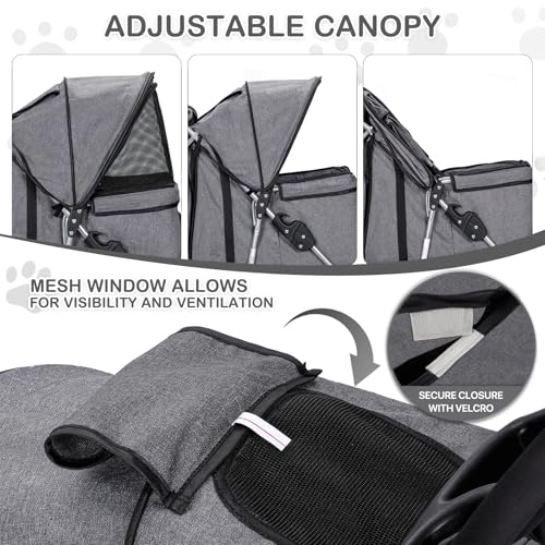 3 Wheels Pet Stroller with Storage Basket and Cup Holder W110502
