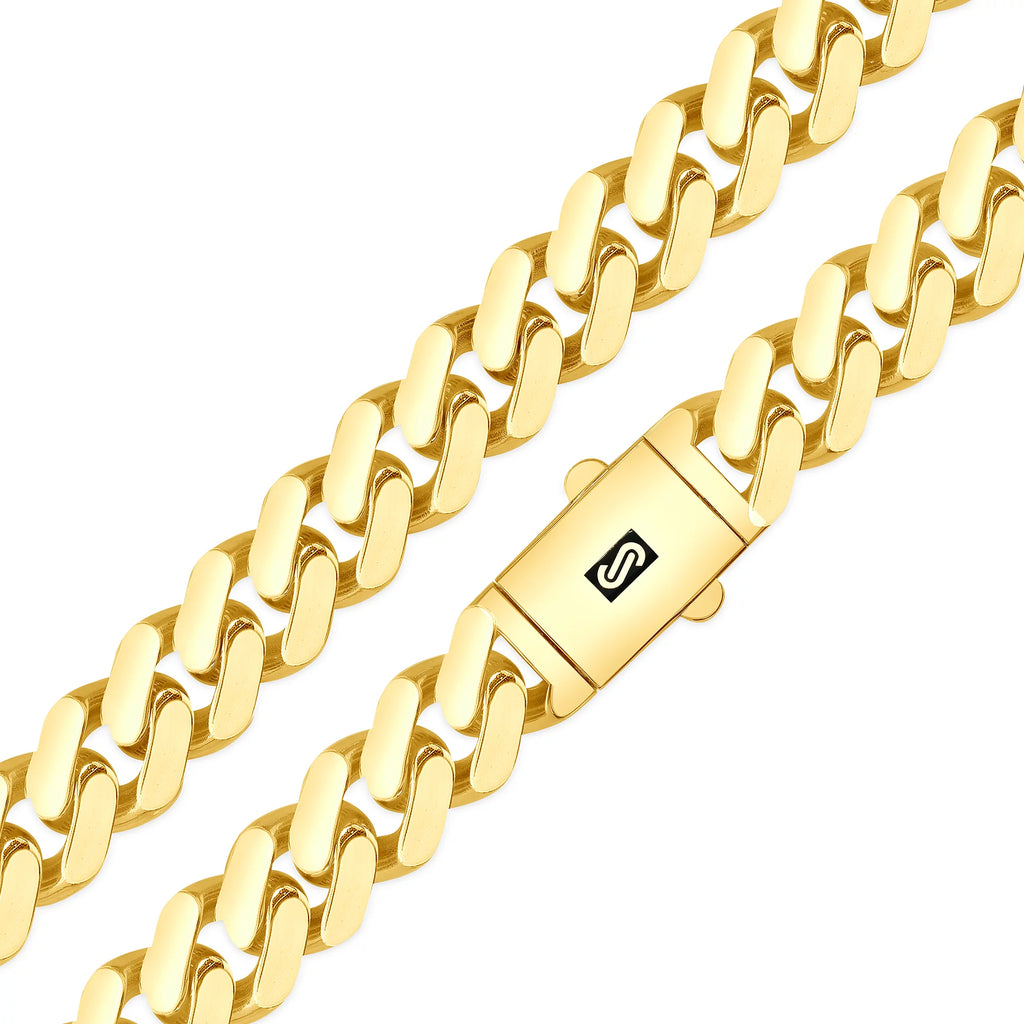 14k Yellow Gold 13mm Cuban Link Chain Necklace Z547