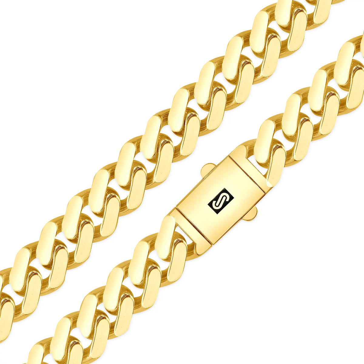 14k Yellow Gold 13mm Cuban Link Chain Necklace Z547