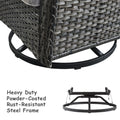 Outdoor Wicker Glider Swivel Club Chairs Set of 2 Brown Beige U79023