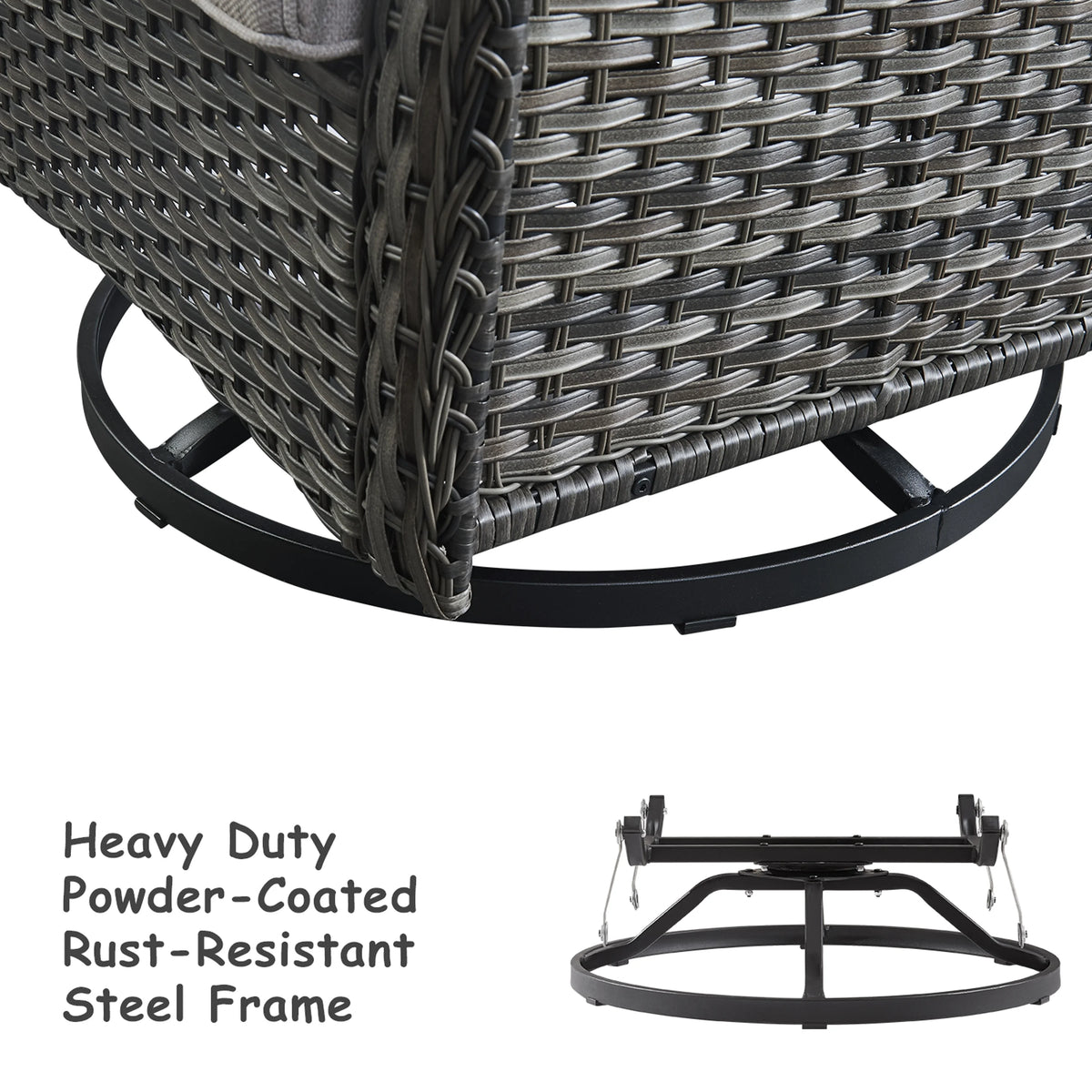 Outdoor Wicker Glider Swivel Club Chairs Set of 2 Brown Beige U79023