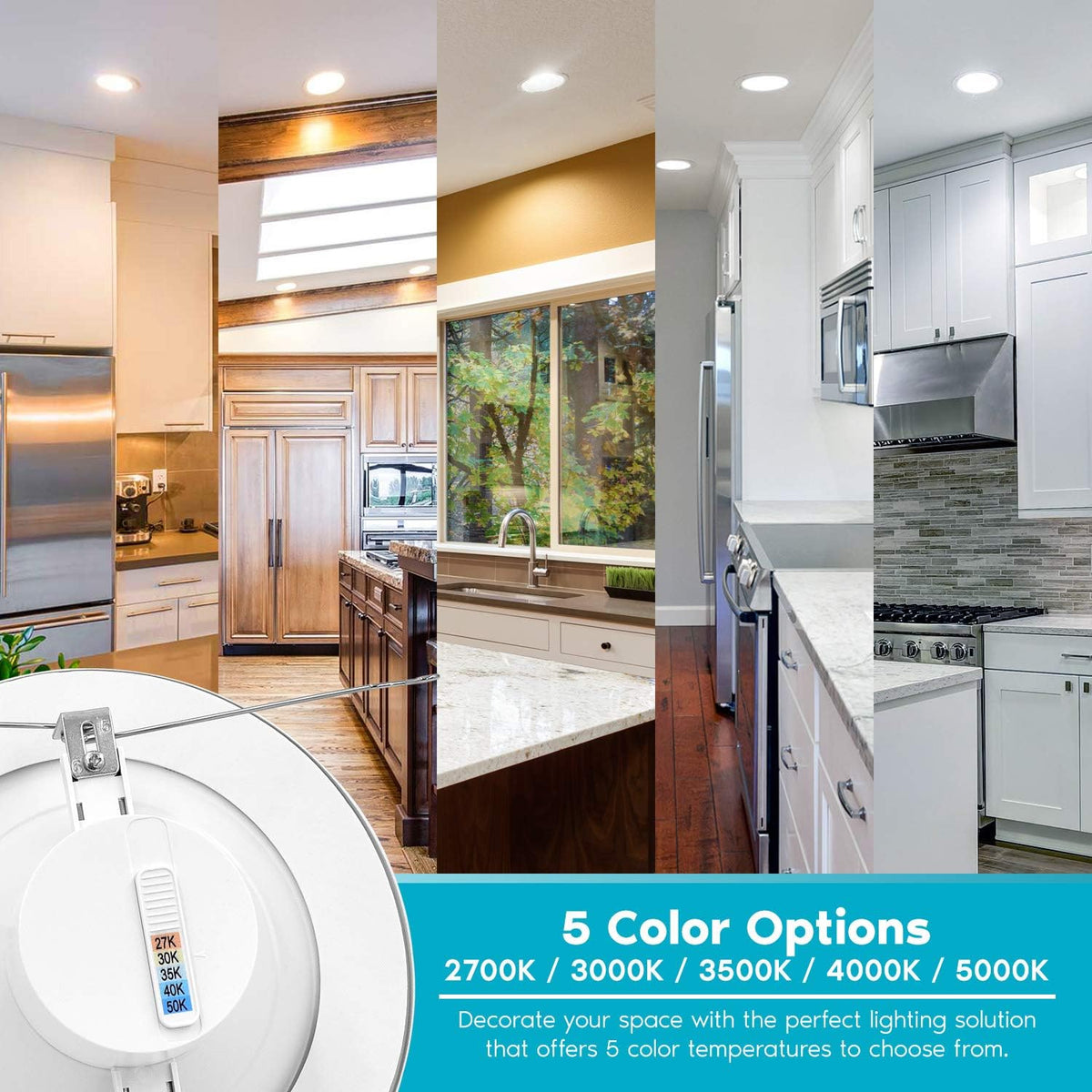 5/6 Inch LED Recessed Retrofit Downlight, 14W, Color Selectable, Dimmable, 16 Pack C2397