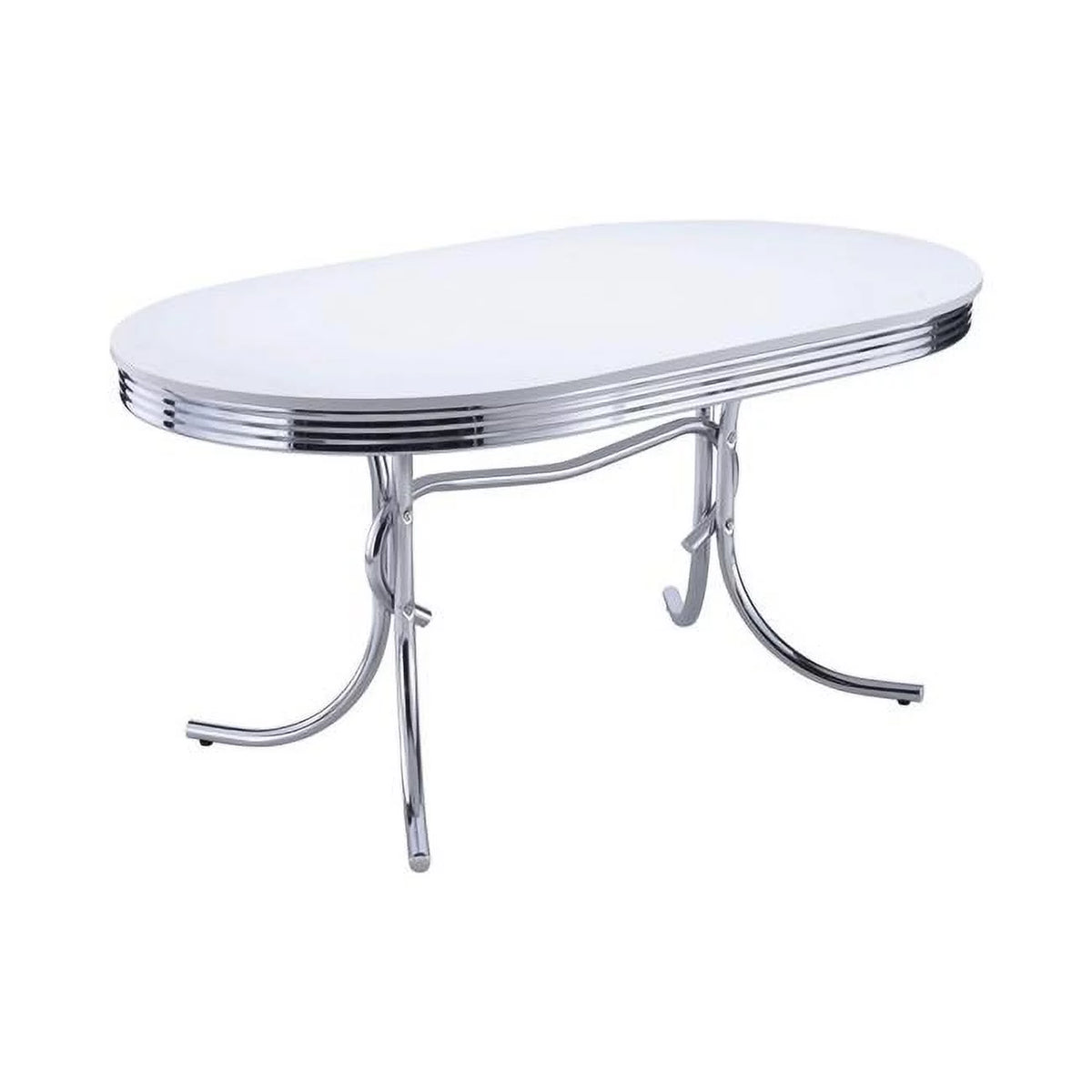 Glossy White Wood Top Oval Dining Table T846773