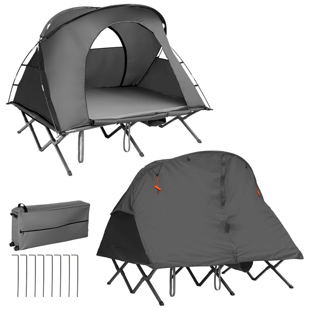 2-Person Elevated Camping Tent Cot with External Cover Green C8811