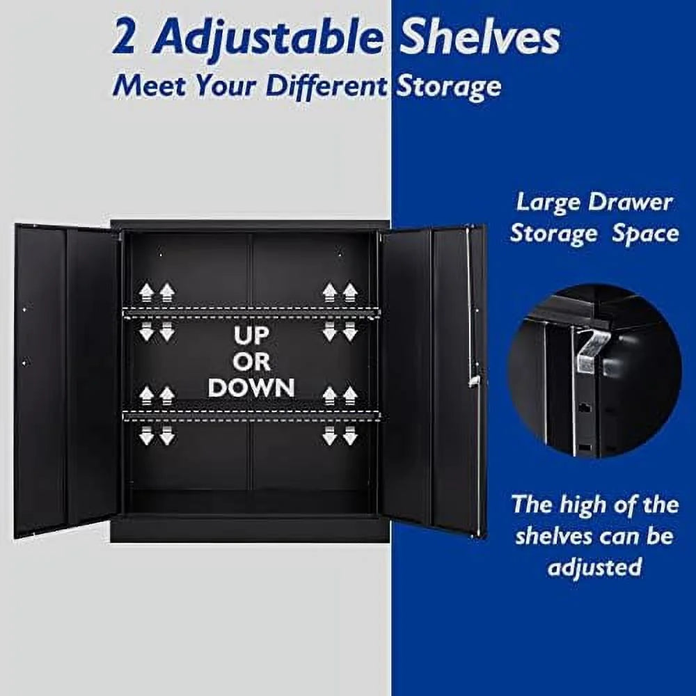 White Metal Cabinet with Locking Doors and 2 Adjustable Shelves Q5968
