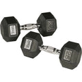 110 lbs Rubber Hex Dumbbell with Chrome Ergo Handle K58969