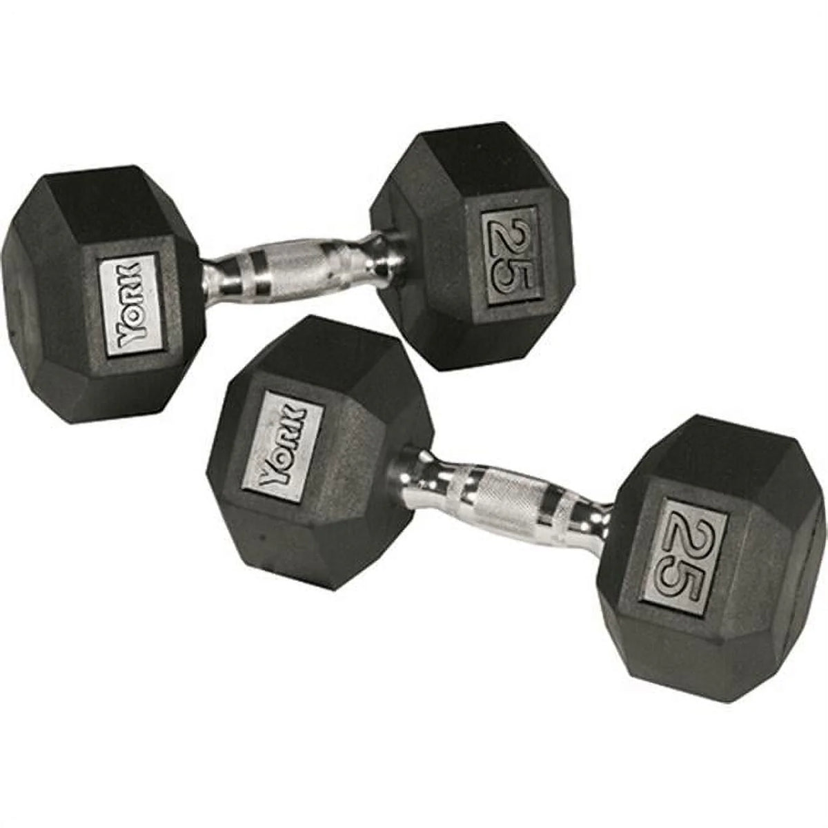 110 lbs Rubber Hex Dumbbell with Chrome Ergo Handle K58969