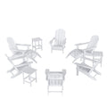 12 Piece White Adirondack Chairs Set with Ottoman and Side Table A357878