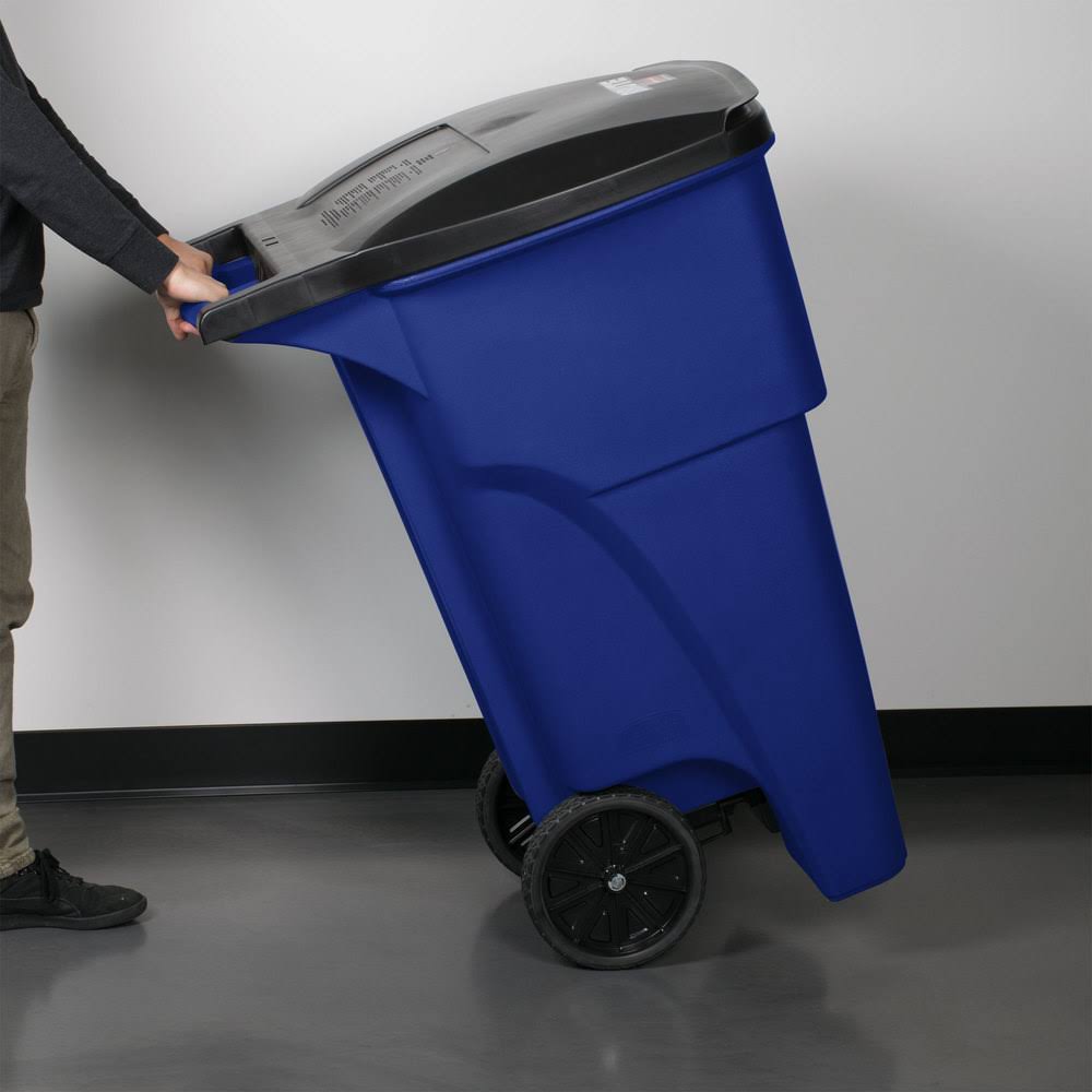 65 gal. Blue Rectangular Trash Can W1176