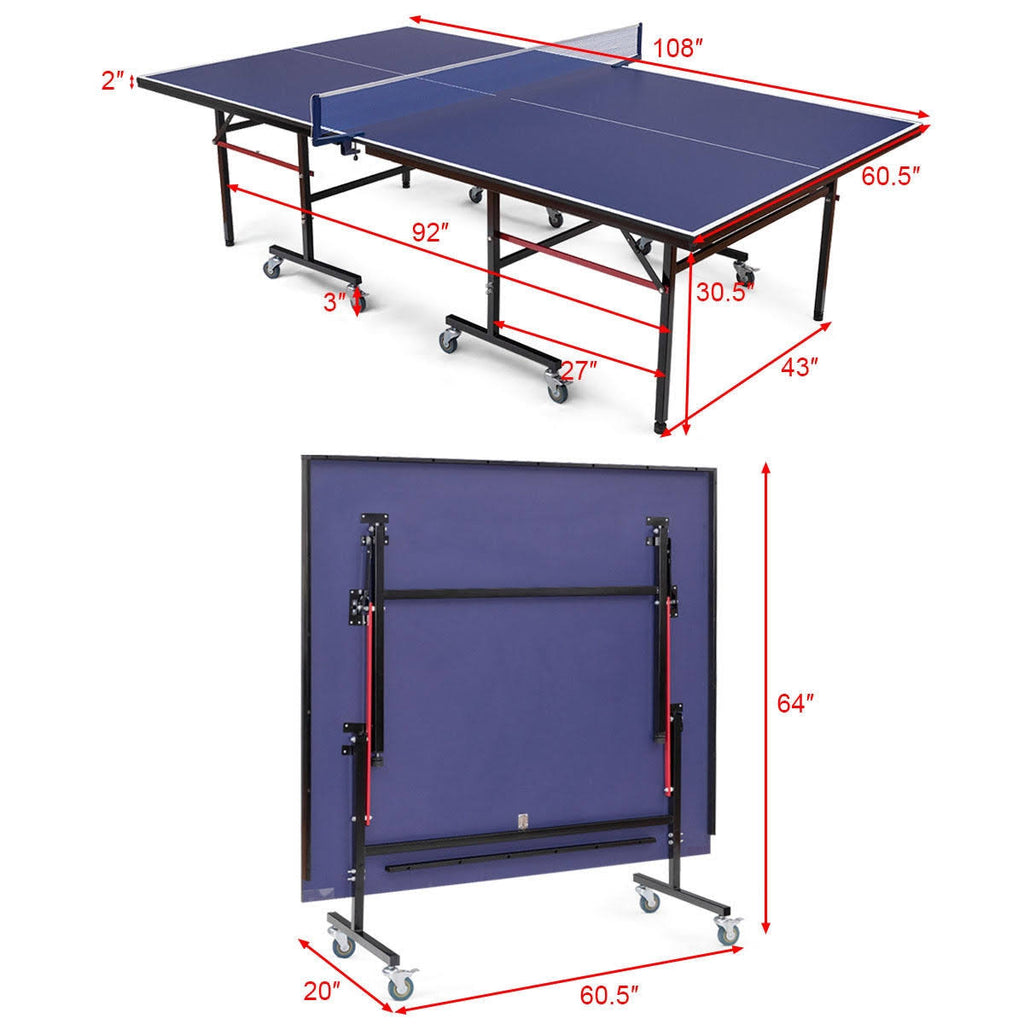 Foldable Table Tennis Table with Locking Casters W7571