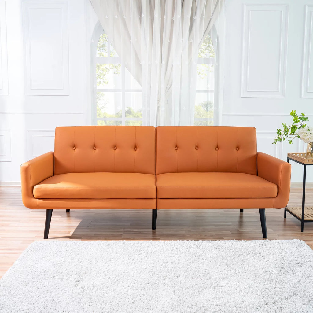 Caramel Air Leather Futon Sofa Bed N355