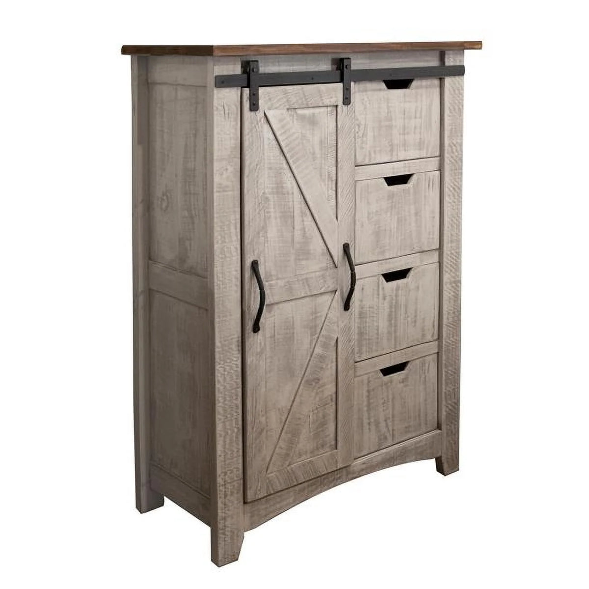 Light Gray Solid Wood Four Drawer Chest I3457