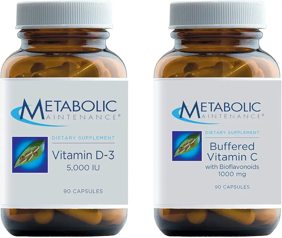 Vitamin D-3 5000 IU and Buffered Vitamin C with Bioflavonoids 90 Capsules Each I397