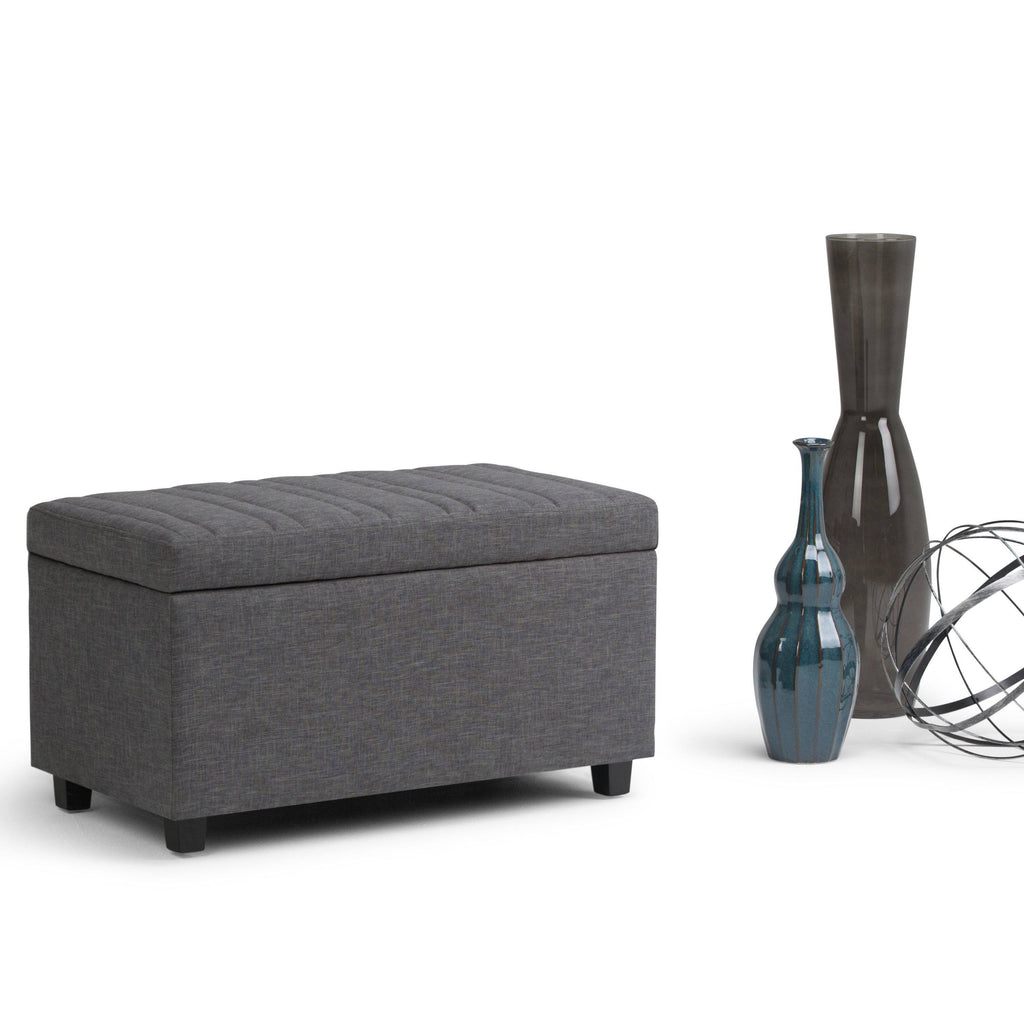 34 inch Wide Contemporary Rectangle Storage Ottoman Slate Grey A856485