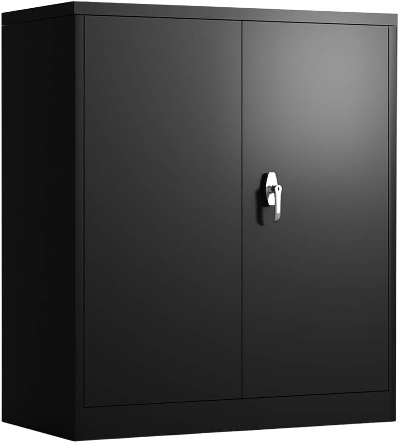 Black Metal Storage Cabinet with 4 Adjustable Shelves Z78408