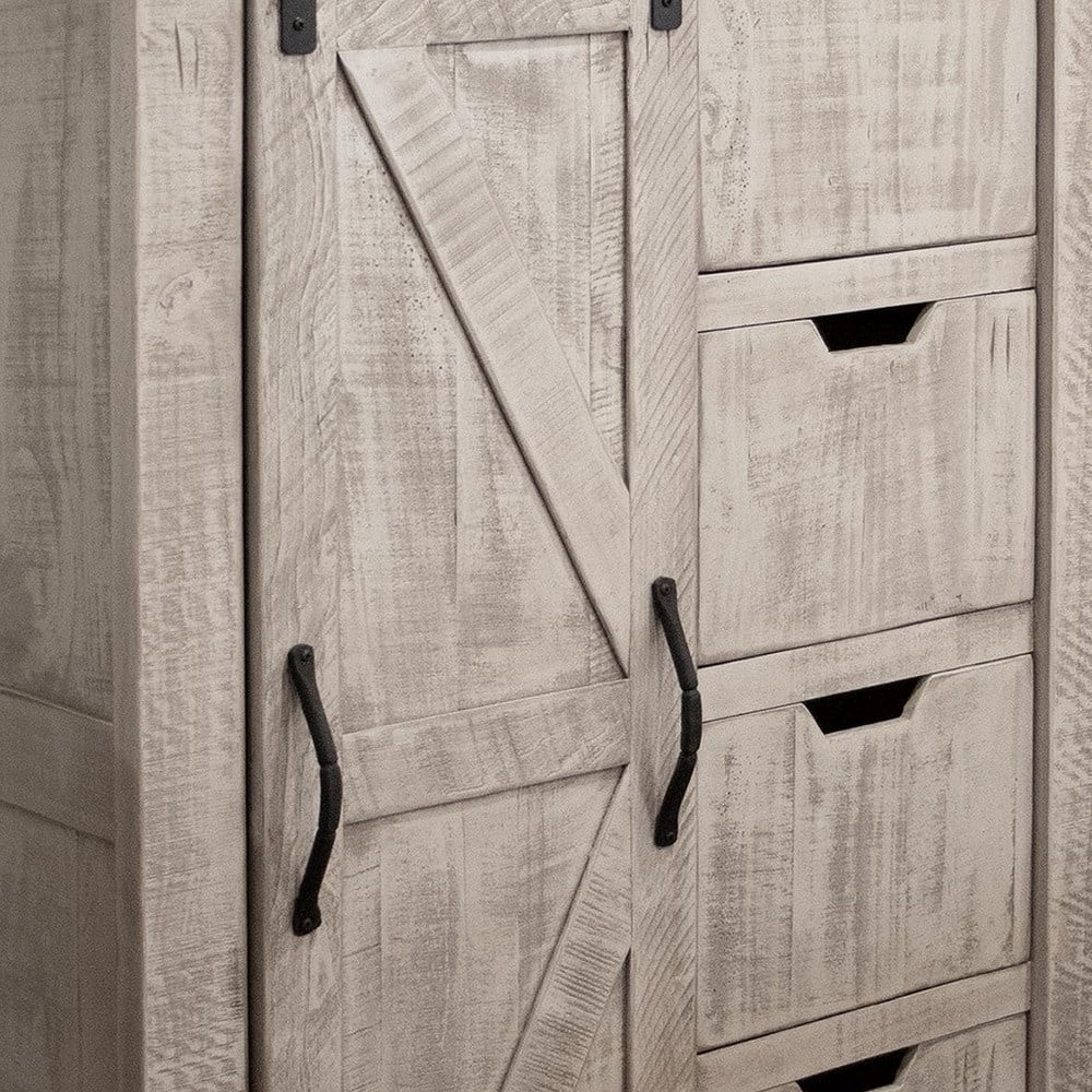 Light Gray Solid Wood Four Drawer Chest I3457
