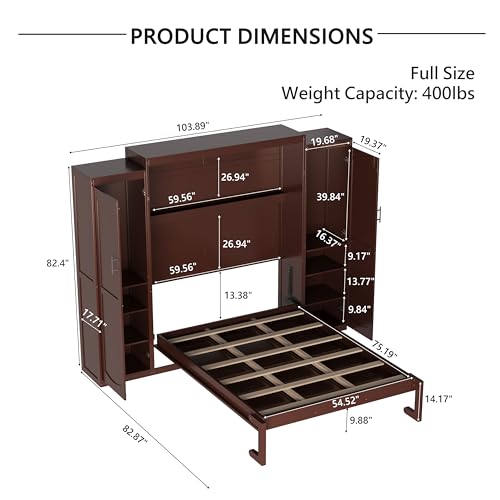 Wooden Murphy Bed with Wardrobe and Storage Shelf C487988