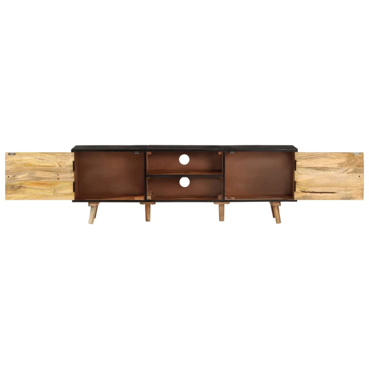 Rough Mango Wood and Solid Acacia Wood TV Cabinet with Storage Shelf L923430
