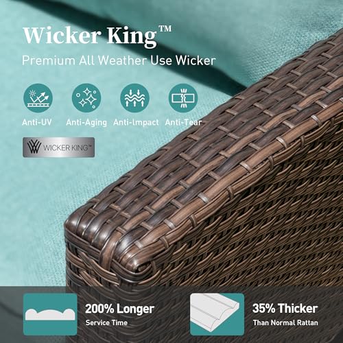 Brown Wicker Rattan 7 Pieces Patio Furniture Set with Cushion and Firepit Table I61824