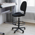 Black Fabric Mid-Back Drafting Chair with Footring B848304