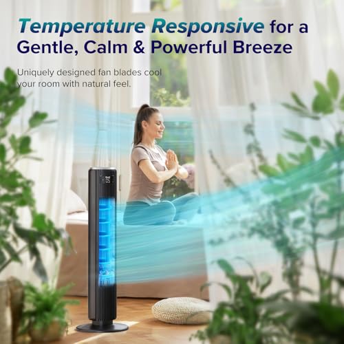 White 36 Inch Tower Fan with Remote S456