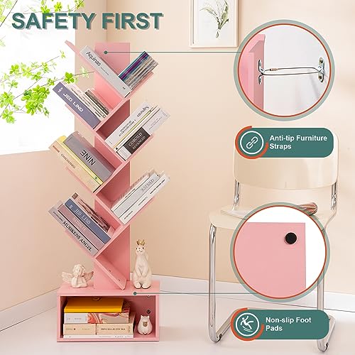 6 Shelf Rustic Brown Tree Bookshelf T341