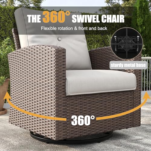 4 Piece Wicker Patio Furniture Set with Fire Pit Table D949