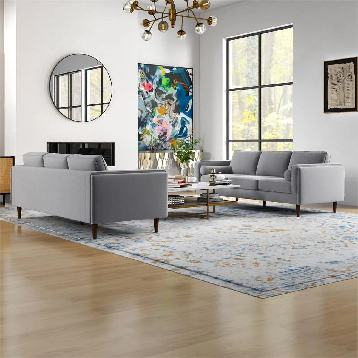 Dark Gray Velvet Sofa Set G194614