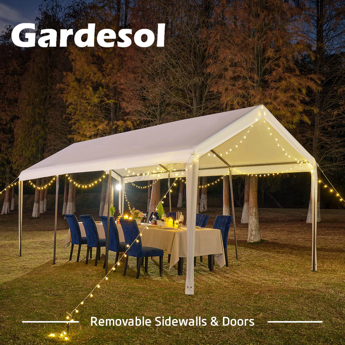 12'x20' Heavy Duty Carport with Removable Sidewalls & Doors E19136