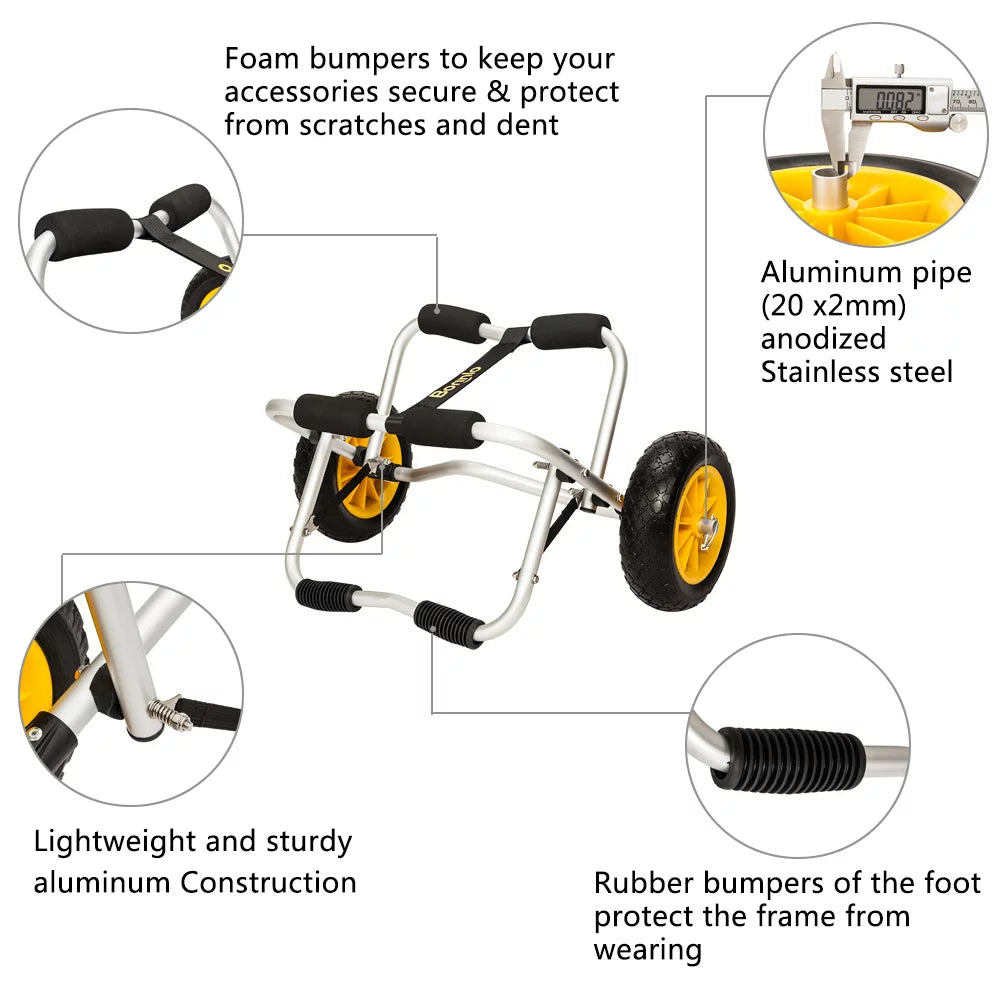 Foldable Kayak Cart with Airless Tires and 2 Ratchet Straps C229