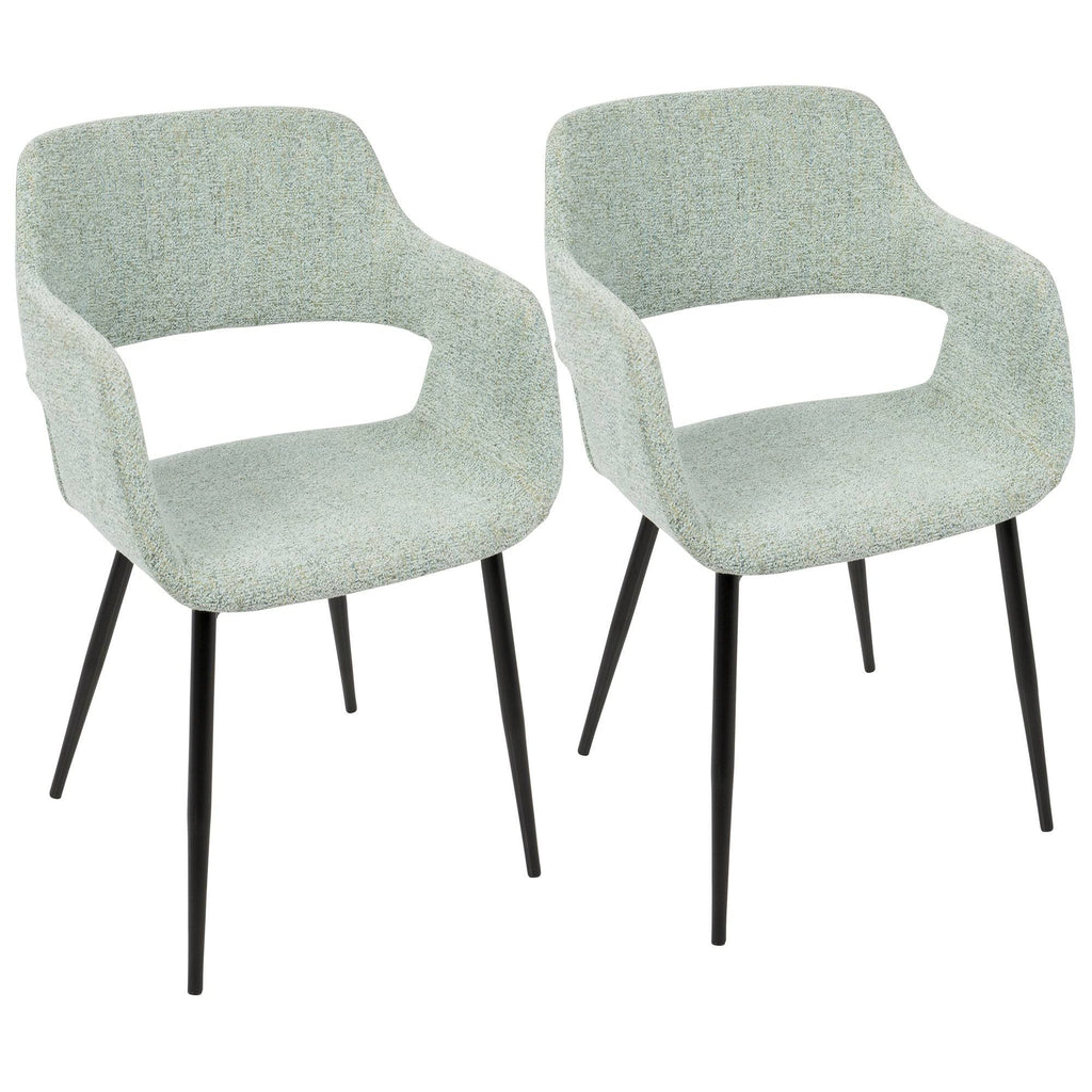 Mid-Century Modern Chair Set of 2 Green L1779