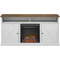 60" Tall Highboy Fireplace TV Stand in Rustic Oak/Brushed White W717905