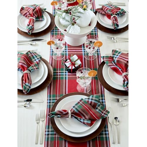 100% Pure Linen Green Tartan Plaid Table Runner 14 x 72 Inch N2748